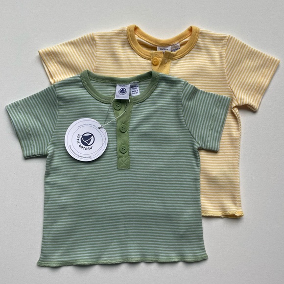 🐣 NWT 2 for 1 Petit Bateau Henley Tee’s - Picture 1 of 1
